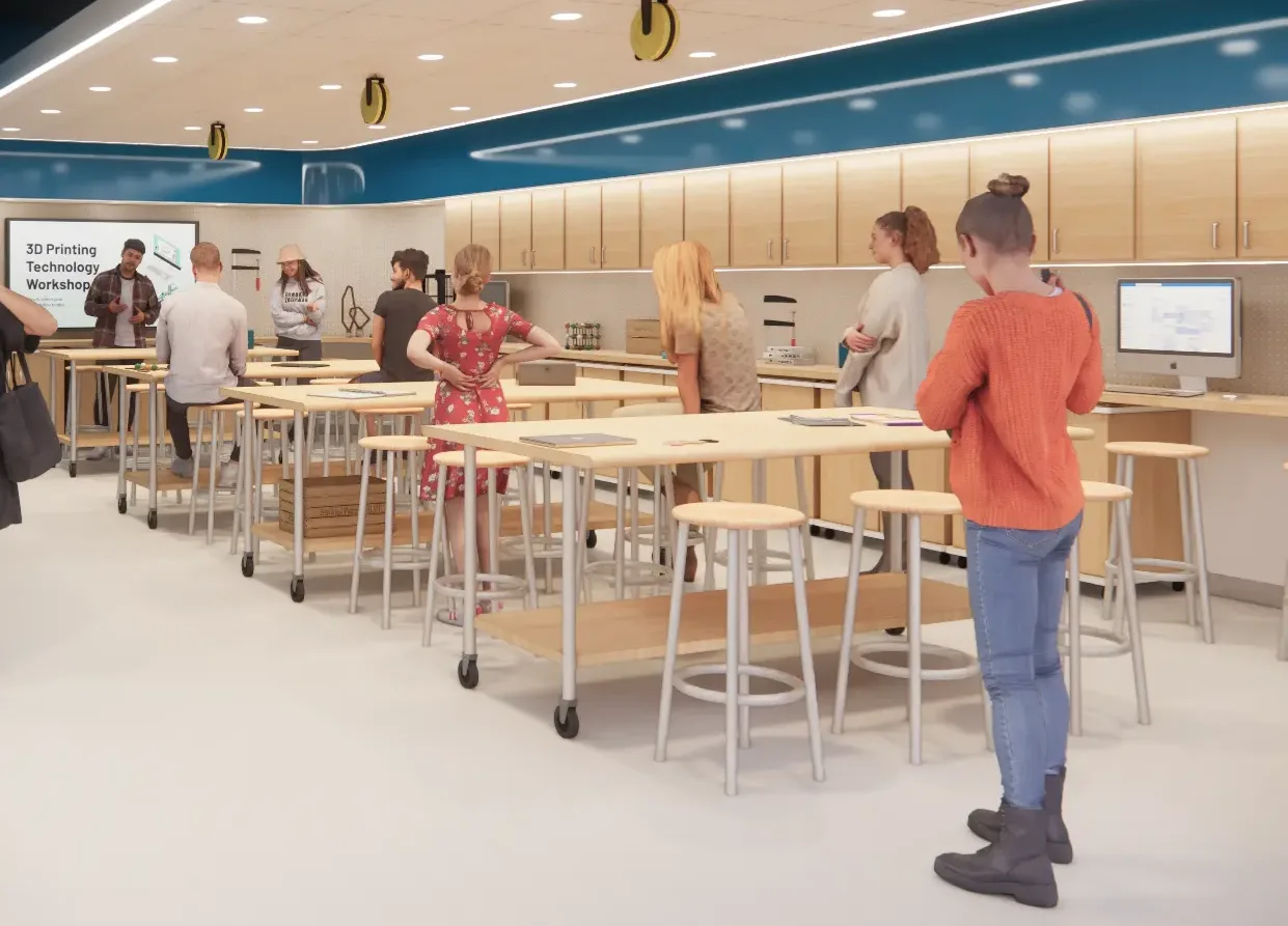 Rendering of The Riley Family Foundation Innovation Lab